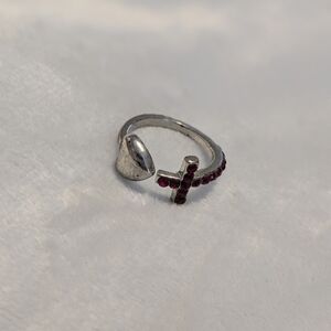 Silver and Red Contemporary Rings